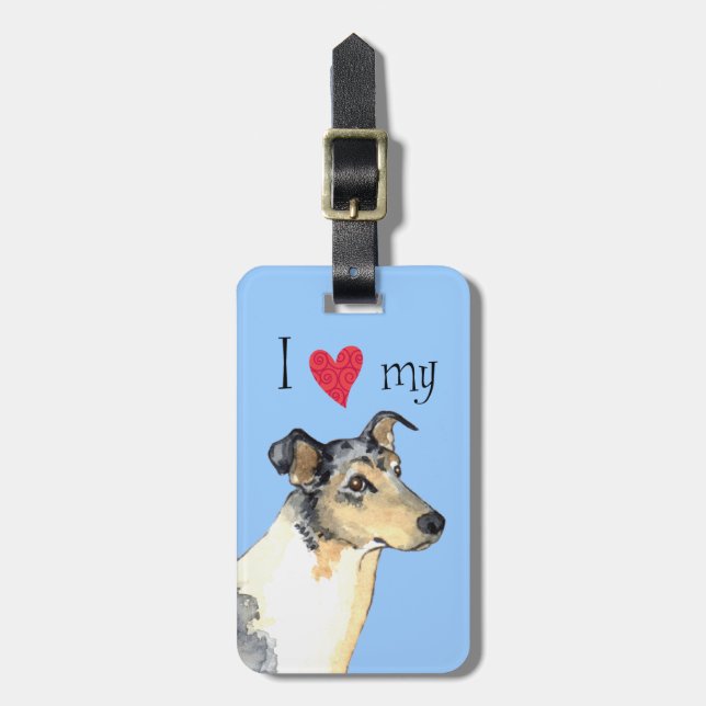 Etiqueta De Bagagem Eu amo meu Collie liso (Frente Vertical)