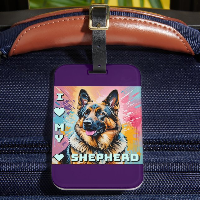 Etiqueta De Bagagem Eu amo meu German shepherd (Frente Insitu 2)