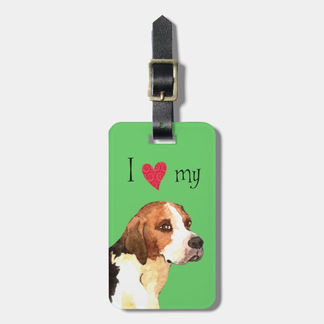 Etiqueta De Bagagem Eu Amo meu Inglês Foxhound (Frente Vertical)