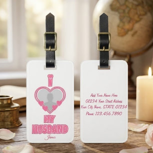 Etiqueta De Bagagem Eu Amo Meu Marido Personalizado – Adicionar Foto e
