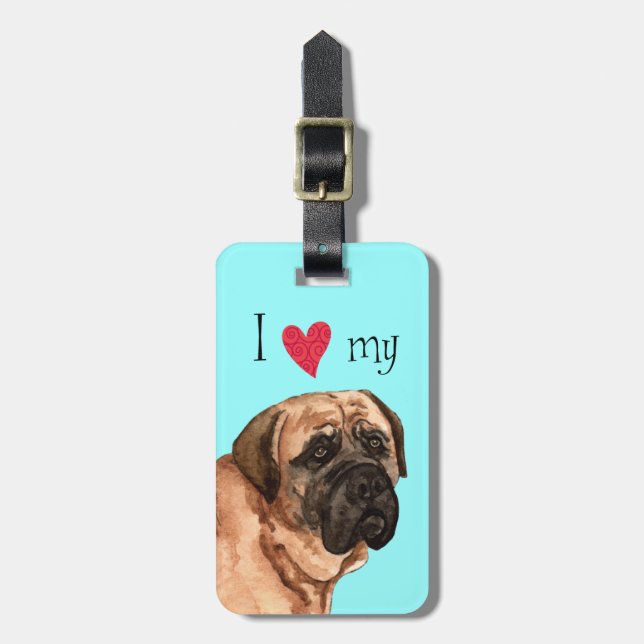 Etiqueta De Bagagem Eu amo meu Mastiff (Frente Vertical)