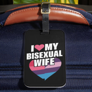Etiqueta De Bagagem Eu Amo Minha Esposa Bissexual Orgulho Bi Bandeira 