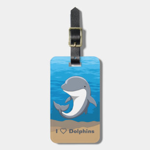 Etiqueta De Bagagem Eu amo o Bottlenose bonito dos golfinhos