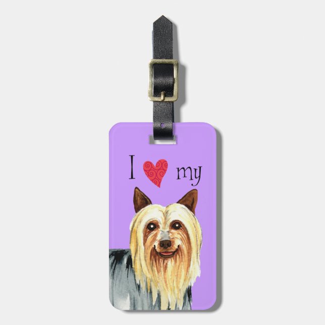 Etiqueta De Bagagem Eu Amo o meu Terrier Silky (Frente Vertical)