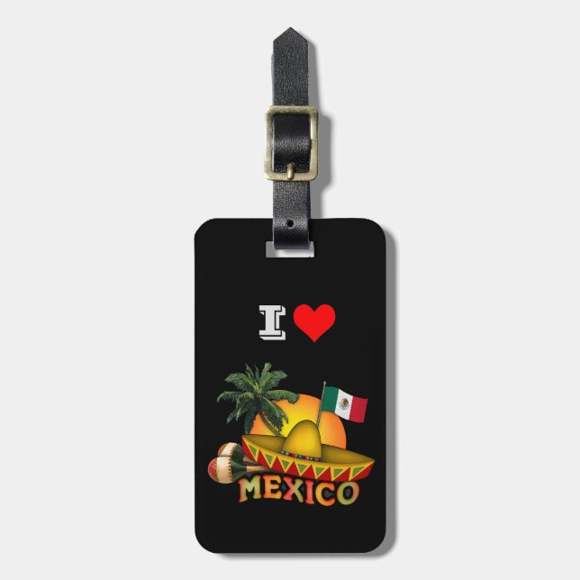 Etiqueta De Bagagem Eu Amo o México (Frente Vertical)