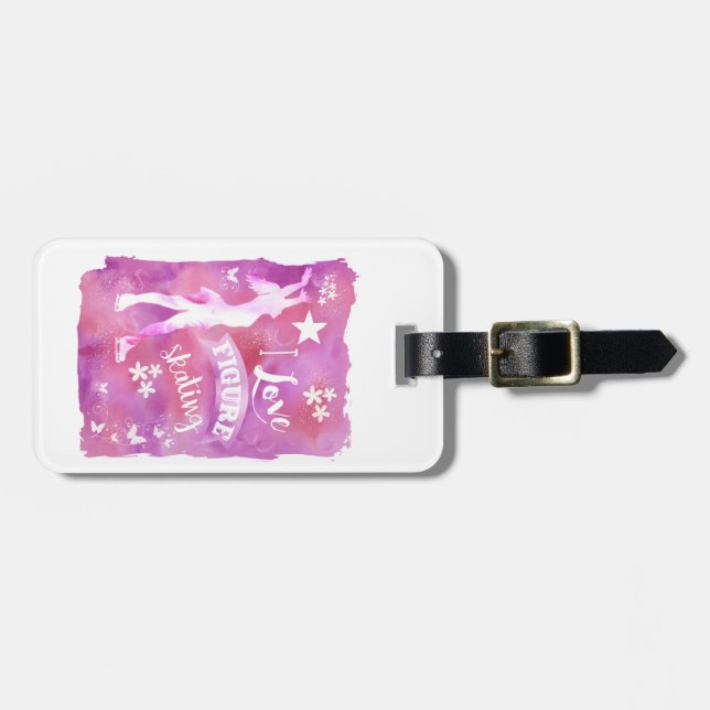 ETIQUETA DE BAGAGEM EU AMO O PATINAGEM ARTÍSTICA (Frente Horizontal)