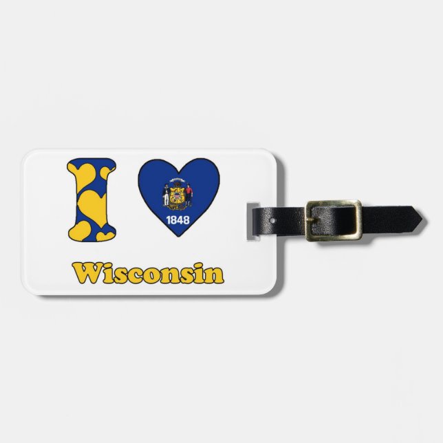 Etiqueta De Bagagem Eu amo Wisconsin (Frente Horizontal)