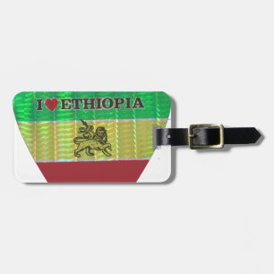 Etiqueta De Bagagem Eu ♥ Bandeira - Amo Etiópia Vermelho Dourado Ver