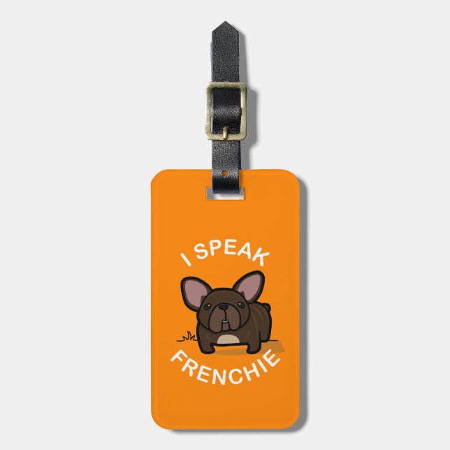 Etiqueta De Bagagem Eu falo Frenchie - laranja (Frente Vertical)