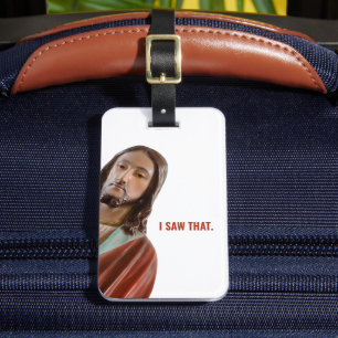 Etiqueta De Bagagem Eu Vi Aquele Jesus Engraçado No Fundo Branco