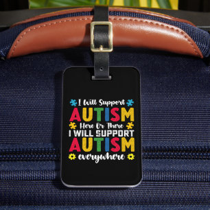 Etiqueta De Bagagem Eu Vou Apoiar Autismo Aqui Ou Ali
