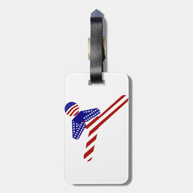 Etiqueta De Bagagem EUA - Artes Marciais Patrióticas TAEKWONDO (Traseira Vertical)