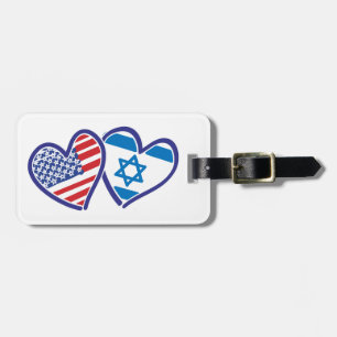 Etiqueta De Bagagem EUA e bandeira do coração de Israel