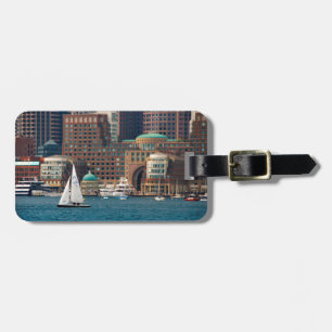 Etiqueta De Bagagem EUA, Massachusetts. Vista panorâmica da orla marít