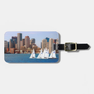 Etiqueta De Bagagem EUA, Massachusetts. Vista panorâmica da orla marít