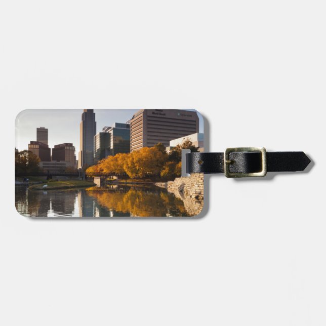 Etiqueta De Bagagem EUA, Nebraska, Omaha, Gene Leahy Mall, Skyline (Frente Horizontal)