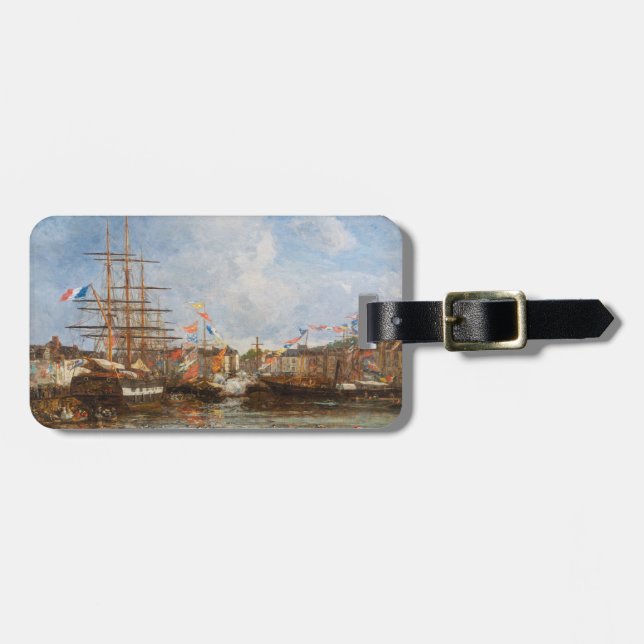 Etiqueta De Bagagem Eugene Boudin - Festival no Porto de Honfleur (Frente Horizontal)