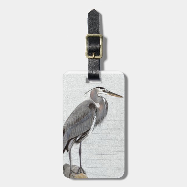 Etiqueta De Bagagem Excelente Blue Heron (Frente Vertical)