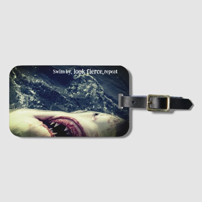 Etiqueta De Bagagem Excelente de mandíbulas brancas de tubarão (Frente Horizontal)