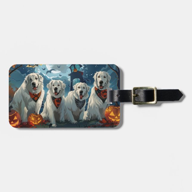 Etiqueta De Bagagem Excelente Pirenéus Halloween Spooky (Frente Horizontal)