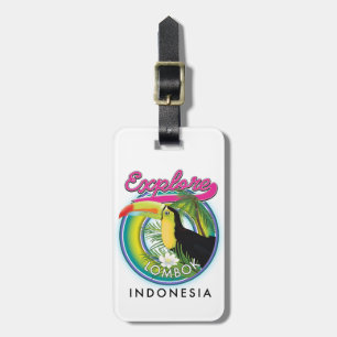 Etiqueta De Bagagem Explore o logotipo Viagem da Indonésia Lombok