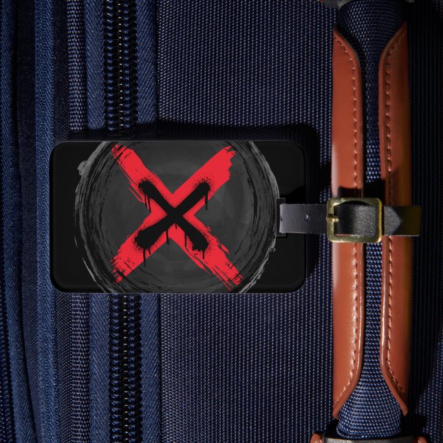 Etiqueta De Bagagem Expressão Vermelha Grunge (Frente Insitu 4)