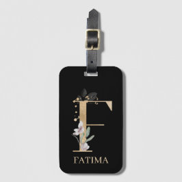 Etiqueta De Bagagem F Monograma Floral Personalizado