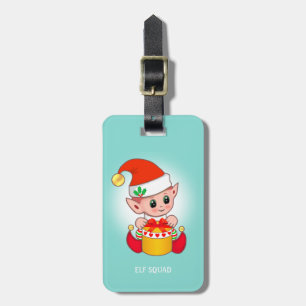 Etiqueta De Bagagem Fada de Natal Fofo & Caixa de Presente em Azul Tur