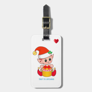 Etiqueta De Bagagem Fada de Natal Fofo & Coração em Branco