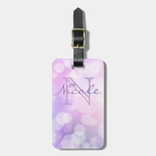 Etiqueta De Bagagem Faísca roxa glamoroso Bokeh - Monogrammed