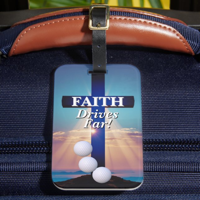 Etiqueta De Bagagem Faith Drives Far Golfe  (Frente Insitu 2)