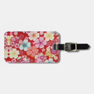 Etiqueta De Bagagem Falln Crimson Floral Chirimen