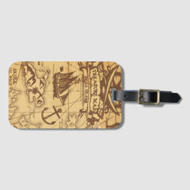 Etiqueta De Bagagem Família de pontos de terra do mapa Pirate Personal