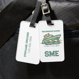 Etiqueta De Bagagem Family Cruise Retro Vacation