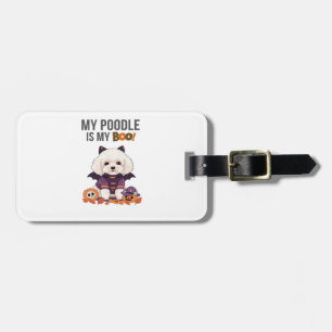 Etiqueta De Bagagem Fantasia de Halloween de Poodle Meu Poodle é Meu