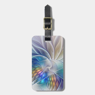 Etiqueta De Bagagem Fantasia Floral, Abstrato Fractal Colorida