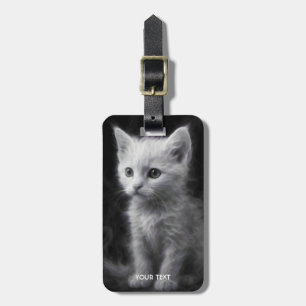 Etiqueta De Bagagem Fantasia Gatinho de Fumaça Branca Fofa