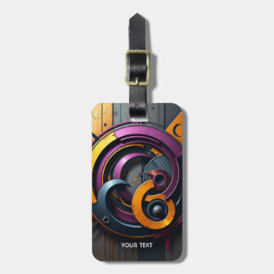 Etiqueta De Bagagem Fantasy Abstrato Laranja Bonito