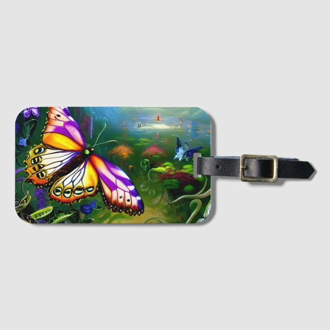 Etiqueta De Bagagem Fantasy Butterfly Journey (Frente Horizontal)