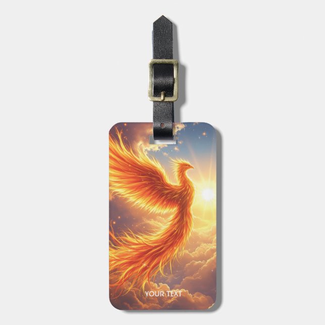 Etiqueta De Bagagem Fantasy Cuja Flaming Phoenix Sobe (Frente Vertical)