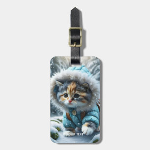Etiqueta De Bagagem Fantasy Cuja Neve De Kitten Winter