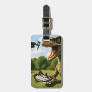 Etiqueta De Bagagem Fantasy Cute Dinossaur Drone Forest