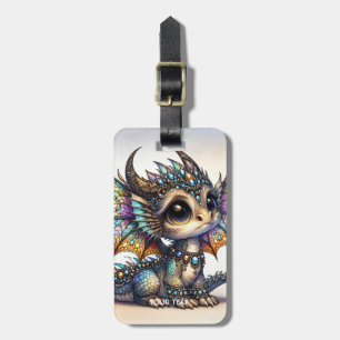 Etiqueta De Bagagem Fantasy Cute Dragon StainGlass