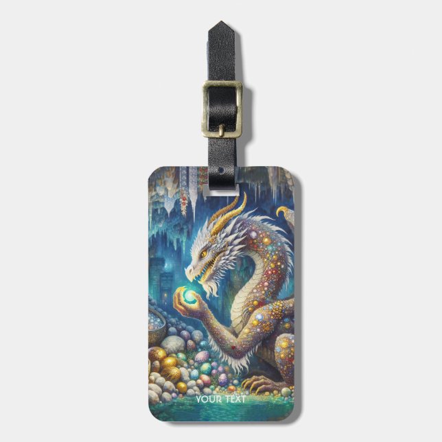 Etiqueta De Bagagem Fantasy Cute Dragon Stone Cavern (Frente Vertical)
