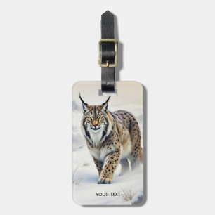 Etiqueta De Bagagem Fantasy Cute Lynx Winter Snow