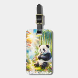 Etiqueta De Bagagem Fantasy Cute Panda Bamboo Forest