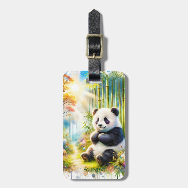 Etiqueta De Bagagem Fantasy Cute Panda Bamboo Forest (Frente Vertical)