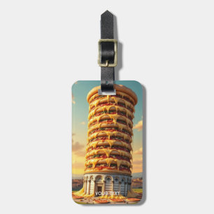 Etiqueta De Bagagem Fantasy Cute Pisa Tower Pizza