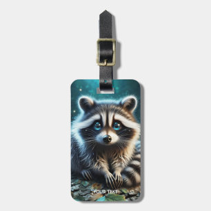 Etiqueta De Bagagem Fantasy Cute Racoon Night Stars