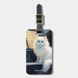 Etiqueta De Bagagem Fantasy Cute Ragdoll Cat Em Piano